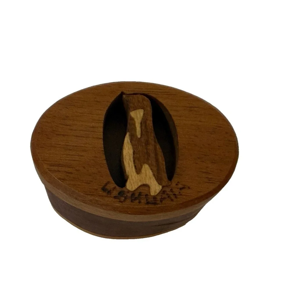 Vintage Handcrafted Miniature Oval Wood Keepsake Box Tiny Trinket Container